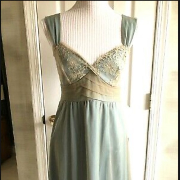 Anthropologie Dresses & Skirts - Anthropologie blue dress with gold lace